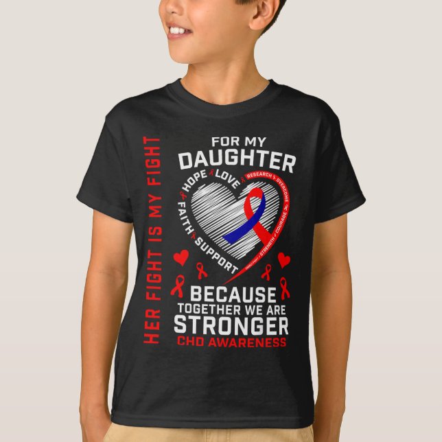 Her Fight Daughter Chd Awareness Heart Disease Gra T-Shirt (Front)