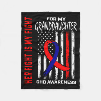 Her Fight Granddaughter Chd Awareness American Fla Fleece Blanket