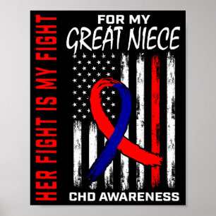 Her Fight Great Niece Chd Awareness American Flag Poster