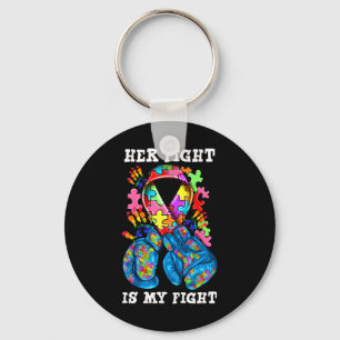 Her Fight Is My Fight Autism Awareness Boxing Glov Keychain