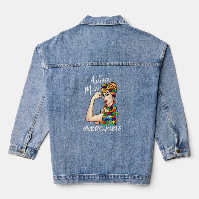 Her Fight Is My Fight Blue Ribbon Diabetes Awarene Denim Jacket (Back)