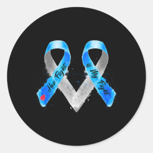 Her Fight Is My Fight Blue Ribbon Type 1 Diabetes Classic Round Sticker