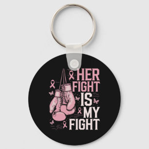 Her Fight Is My Fight Bow Pink Breast Cancer Aware Keychain