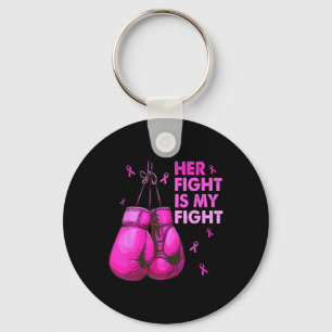 Her Fight Is My Fight Boxing Gloves Breast Cancer Keychain