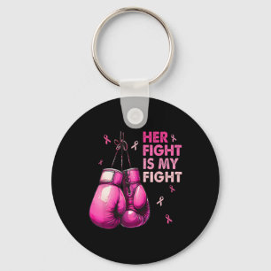 Her Fight Is My Fight Boxing Gloves Breast Cancer Keychain
