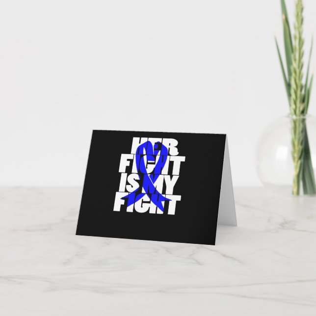 Her Fight Is My Fight Colon Cancer Blue Ribbon Invitation (Front)