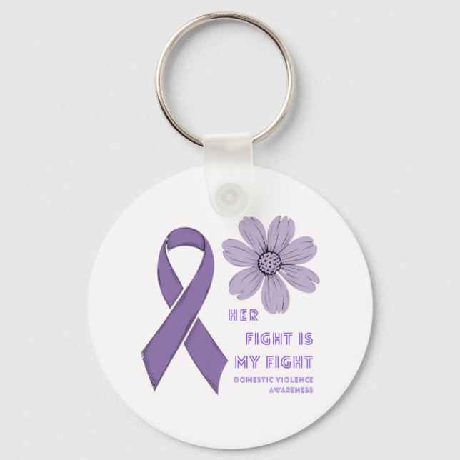 Her Fight Is My Fight Domestic Violence Awareness Keychain (Front)