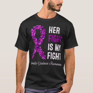 Her Fight Is My Fight Domestic Violence Purple Rib T-Shirt