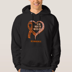 Her Fight Is My Fight MS Awareness Ribbon Heart Hoodie