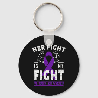 Her Fight is My Fight Pancreatic Cancer Awareness Keychain