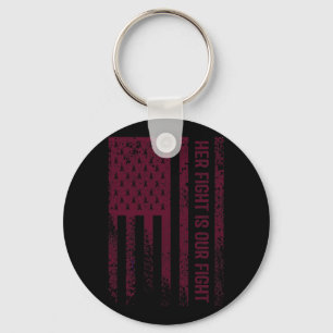 Her Fight Is My Fight Ribbon Heart Brain Aneurysm Keychain