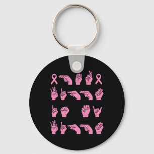 Her Fight Is My Fight Sign Language Breast Cancer  Keychain