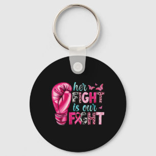 Her Fight Is Our Fight Boxing Gloves Breast Cancer Keychain