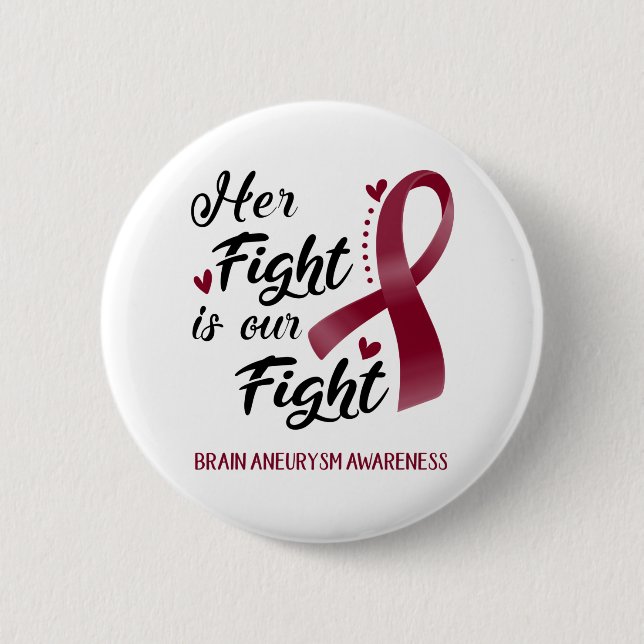 Her Fight is our Fight Brain Aneurysm Awareness 2 Inch Round Button (Front)