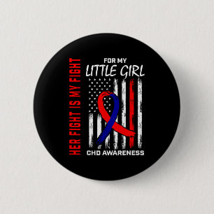 Her Fight Little Girl Chd Awareness American Flag 2 Inch Round Button