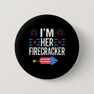 Her Firecracker 4th Of July Fireworks Matching Cou 2 Inch Round Button
