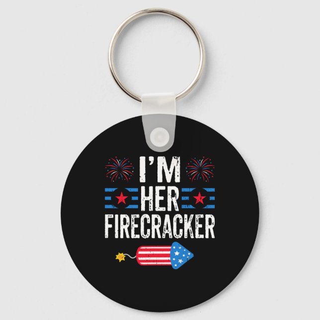 Her Firecracker 4th Of July Fireworks Matching Cou Keychain (Front)