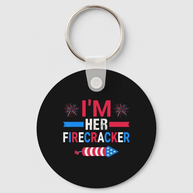 Her Firecracker July 4th Matching Couple For Here  Keychain (Front)