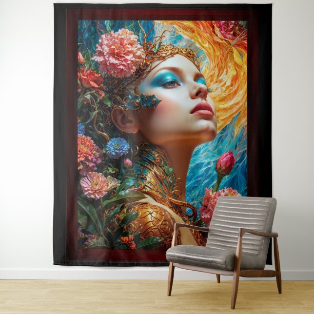 Her Floral Delights AI Concept Art by Xzendor7 Tapestry (In Situ)