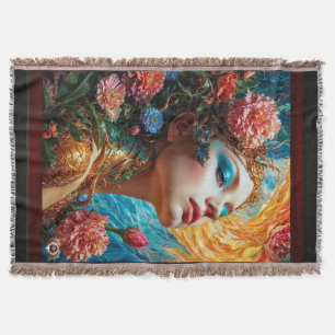 Her Floral Delights AI Concept Art by Xzendor7 Throw Blanket