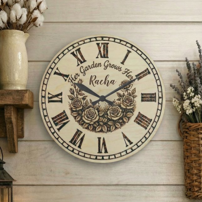 Her Garden Grows Here | Custom Name wall clock  (Creator Uploaded)