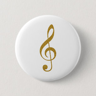 her gold treble clef musical note 2 inch round button