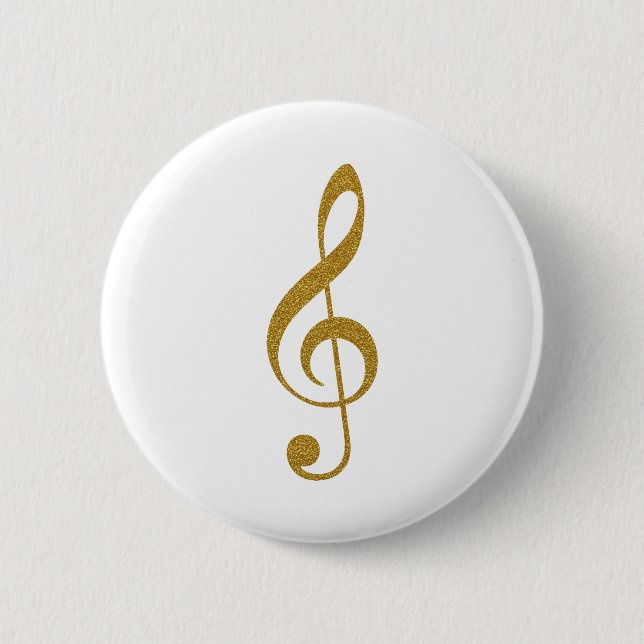 her gold treble clef musical note 2 inch round button (Front)