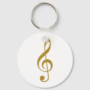 her golden treble clef musical note keychain