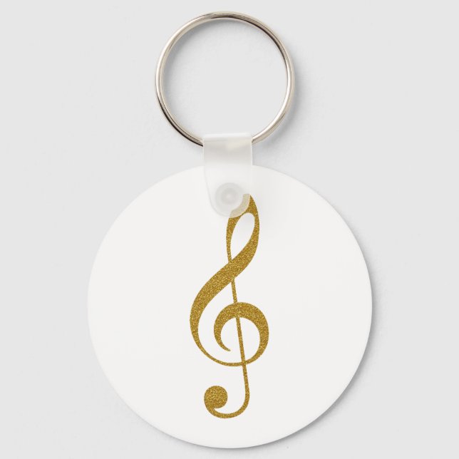 her golden treble clef musical note keychain (Front)