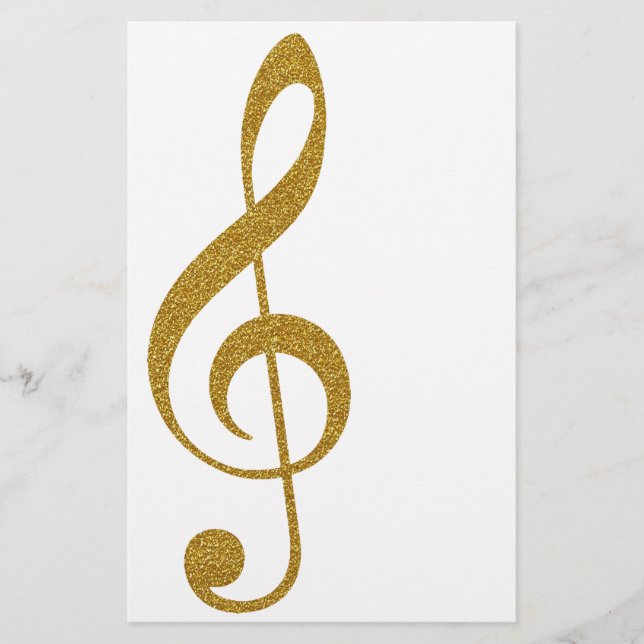 her golden treble clef musical note stationery (Front)