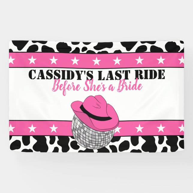 Her Last Ride Disco Cowgirl Bachelorette Party Banner (Horizontal)
