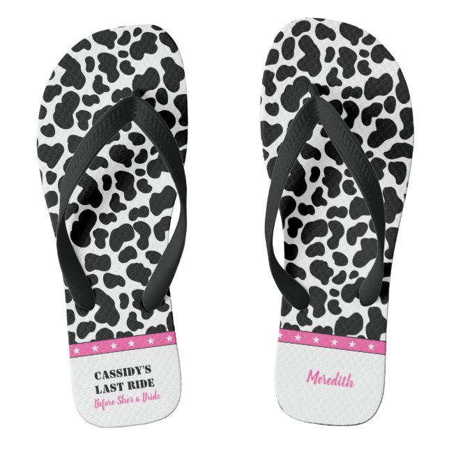 Her Last Ride Disco Cowgirl Bachelorette Party Flip Flops (Footbed)