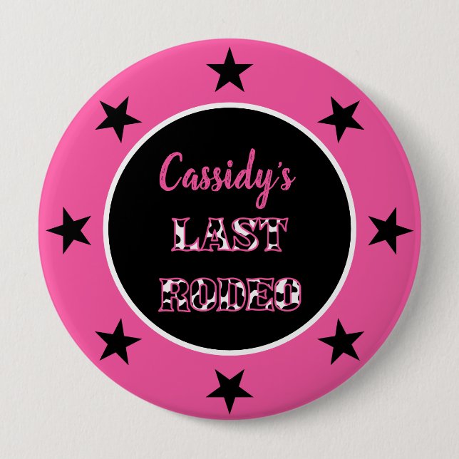Her Last Rodeo Disco Cowgirl Bachelorette Party 4 Inch Round Button (Front)