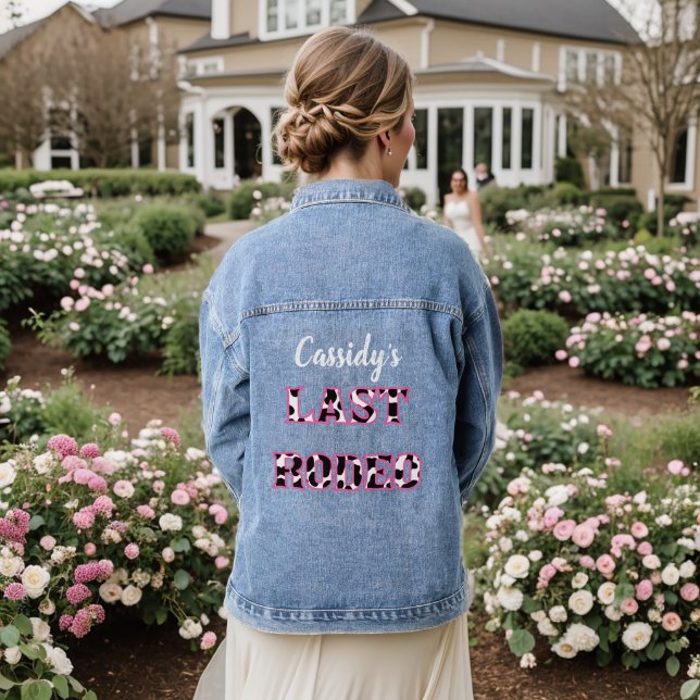 Her Last Rodeo Disco Cowgirl Bachelorette Party Denim Jacket (Wedding Back)