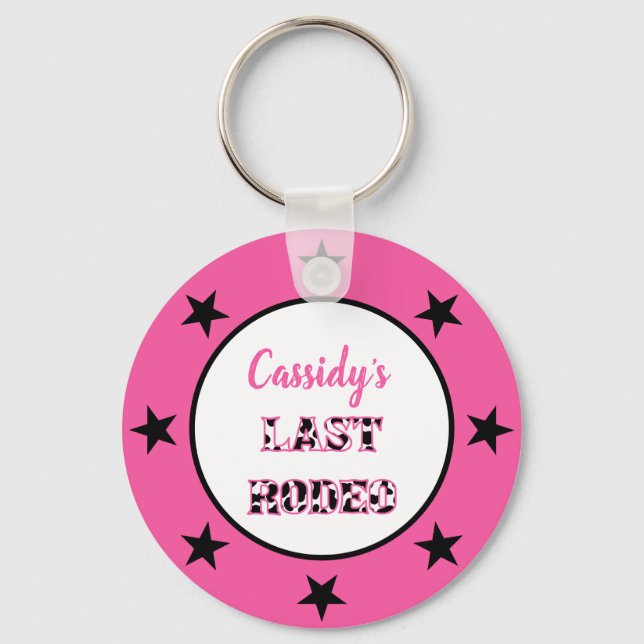 Her Last Rodeo Disco Cowgirl Bachelorette Party Keychain (Front)