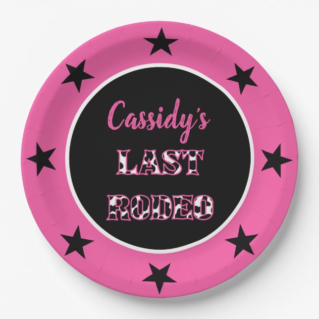 Her Last Rodeo Disco Cowgirl Bachelorette Party Paper Plate (Front)