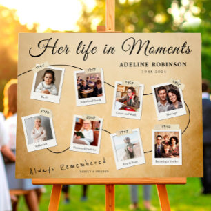 Her Life in Moments Funeral Photo Memory Timeline Poster
