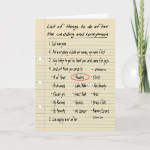 HER LIST - Thanks Reader - FUNNY Thank You Card