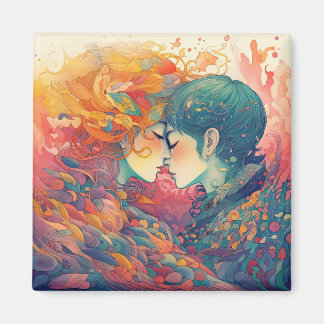 Her Love, Her Way  | Lesbian Kiss Art Deco Style Magnet