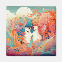 Her Love, Her Way | Lesbian Kiss Art Deco Style