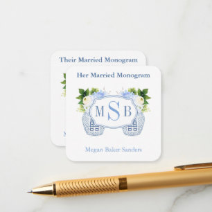 Her Married Monogram Preppy Bridal Shower Enclosure Card
