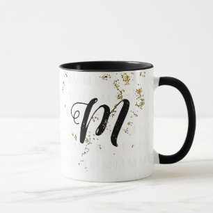 her monogrammed name / monogram b/w mug