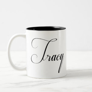 Her Name Is Tracy Calligraphy Two-Tone Coffee Mug