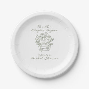 Her New Chapter Begins Book themed Bridal Shower Paper Plate