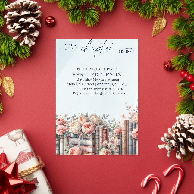 Her Next Chapter Begins, Storybook Bridal Shower  Acrylic Invitations (Insitu (Holiday))