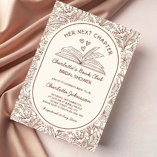 Her Next Chapter Book Club Brown Bridal Shower Invitation