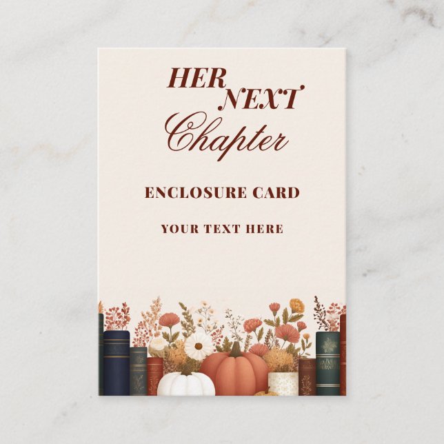 Her Next Chapter Book Theme Bridal Shower Favour Enclosure Card (Front)