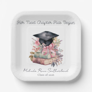 Her Next Chapter Books Graduation Party Paper Plate