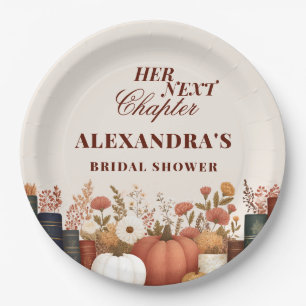 Her Next Chapter Fall Book Theme Bridal Shower Paper Plate