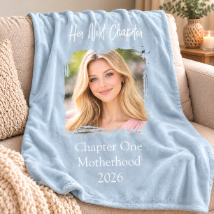 Her Next Chapter Mother Mom Photo Dusty Blue Fleece Blanket